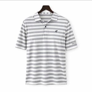 FootJoy Gray Striped Blokecore Golf Sporty BMW Championship PGA Men's Polo Sz M